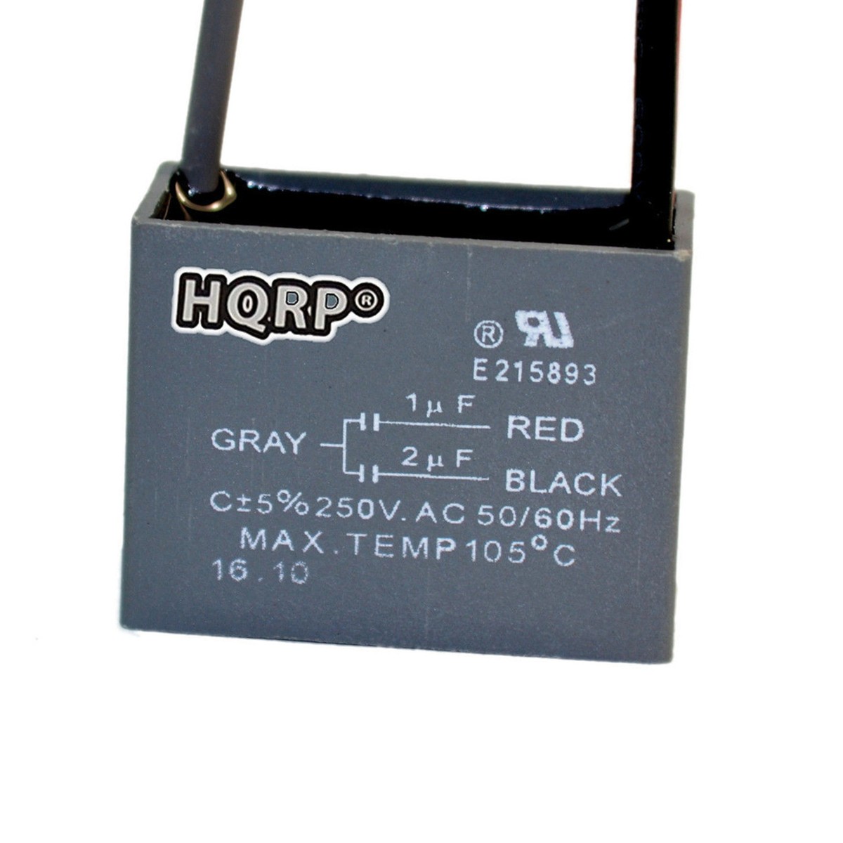 HQRP Motor Ceiling Fan Capacitor 1uF+2uF 3-Wire CBB61 Replacement