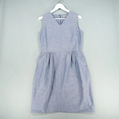 Vestido de lino COS para mujer pequeño azul sin mangas plisado verano mínimo contemporáneo - Imagen 1 de 4