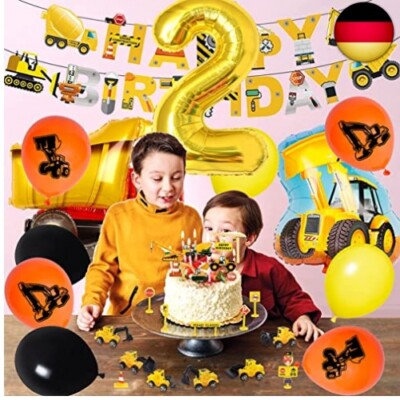 Bagger Geburtstagsdeko Set - 21-teilige Baustellen Deko Für Kinder