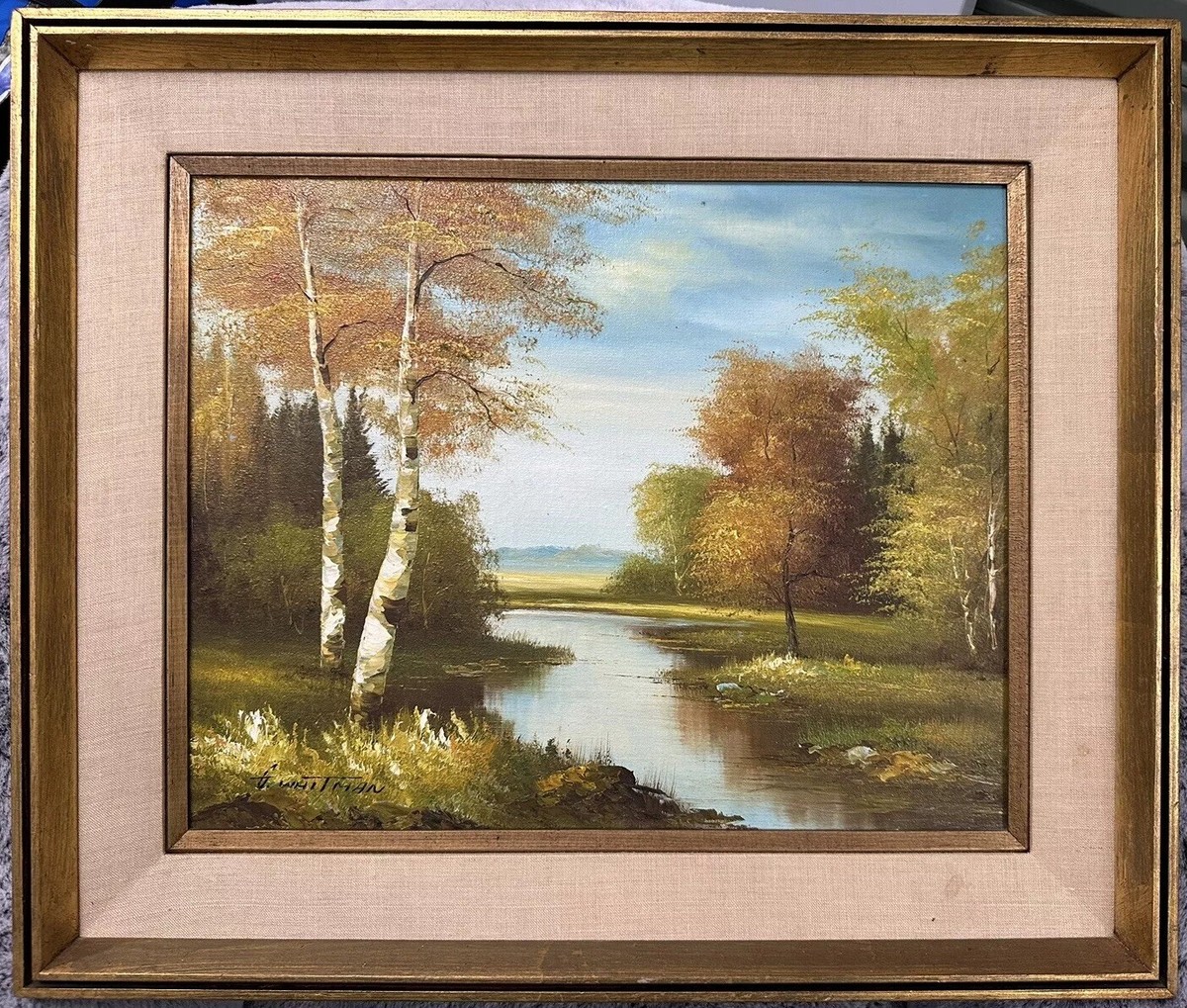 Vintage G. Whitman Signed Framed Oil Painting River