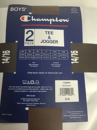 Boys' Champion 2 Piece Tee and Jogger Outfit Gift Set Navy/White 14/16 - Picture 3 of 3