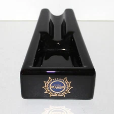 Vintage Cigar Ashtray MAVEN black gold blue seal ceramic US tobacco