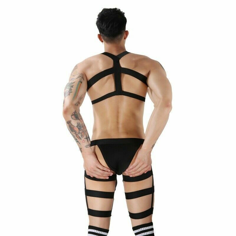 SAOLA Calze uomo petto imbracatura modellante cinghie clubwear fantasia costume intimo