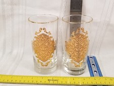 2 Libbey Opera Gold Medallion Drinking Glasse...