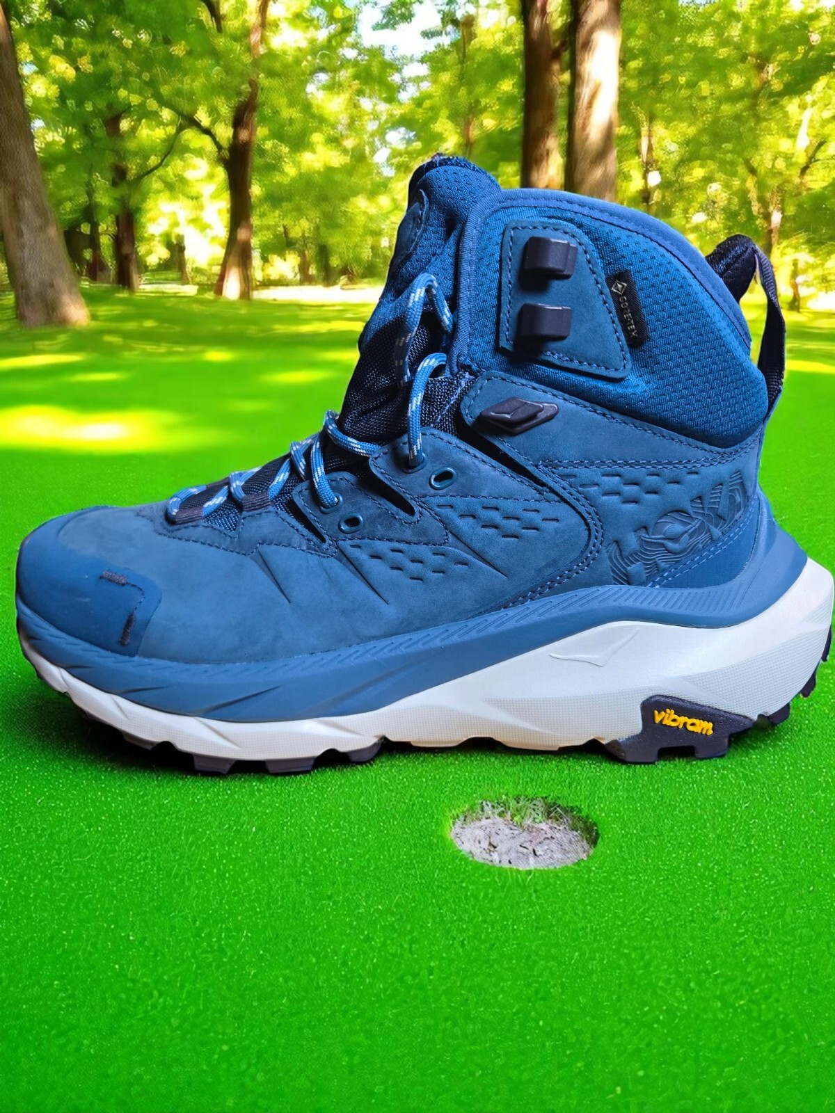 Botas impermeables azules de senderismo Hoka Kaha 2 para mujer Gore Tex Trail talla 8B nuevas