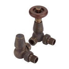 Traditional Thermostatic Radiator Valves Antique Brass Corner - 1/2” x 15mm