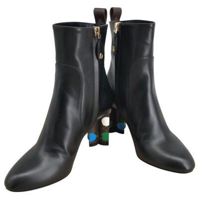 LOUIS VUITTON Yayoi Kusama Ankle Boots 36 Black  Women