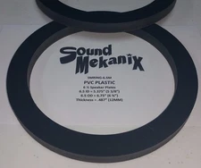 PVC Plastic Speaker / Spacer Rings, 6.5 MEDIUM 12MM" Thick One Pair Made in USA
