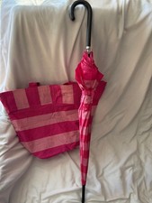 NEW Victoria  s Secret Fuchsia Light Pink Umbrella with Matching Tote Bag