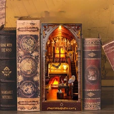 Book Nook Miniature House Harry Potter Academy LED Wooden Bookshelf Xmas Gift