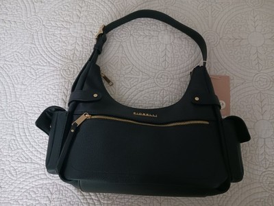 FIORELLI  Women's Black Faux Leather Shoulder Bag w/side Pocket Storage NWT
