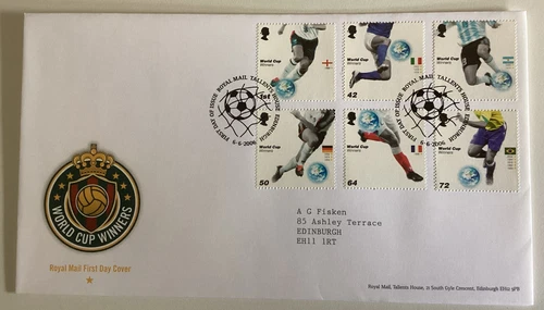 GB QEII. 2006 World Cup Winners Royal Mail FDC Tallents House Edinburgh SHS