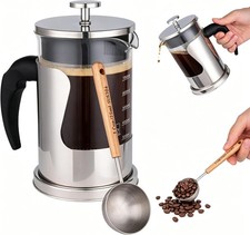 27oz French Pr Coffee Maker, 304 Stainl Steel & Borosilicate Glass
