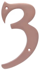 5-Inch Brushed Copper House Number 3 for Door Mailbox Address Plaque Modern