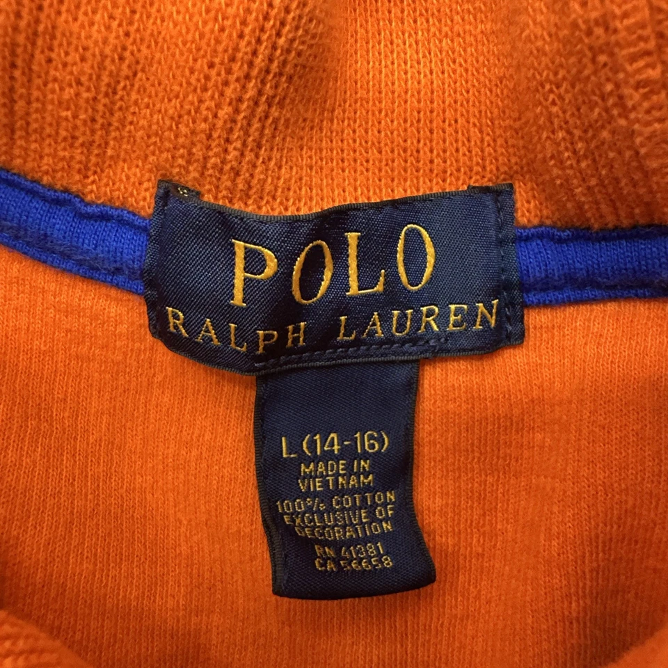Polo Ralph Lauren Sweater Youth Boys L 14-16 Orange Logo Embroidered .#37049 - Image 3 of 4
