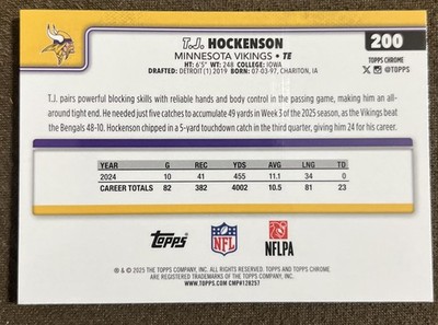 2025 Topps Chrome T.J. Hockenson #200 Red White Blue Refractor