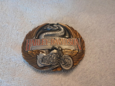 Vintage 1991  Harley Davidson Belt Buckle Siskiyou Harmony Snake USA M 88
