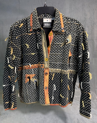 Yak Magik Womens Jacket Nepal Mixed Media Embroidered Tribal Silk Blend Art   S