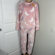 Unbranded Womens Plush Fleece Pajama Set Pink Cozy Loungewear Fits Like Small