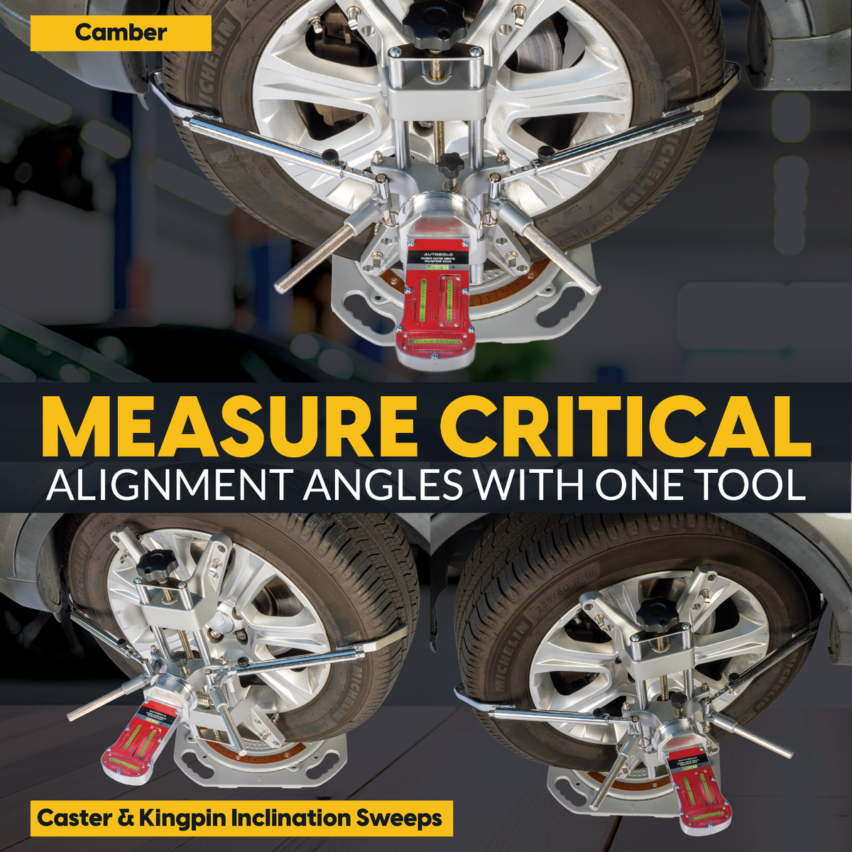 Camber, Caster, & Kingpin Inclination Wheel Alignment Gauge w