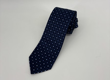 Bespoke New York Men  s Tie Blue Geometric Check Pattern Silk Blend Necktie