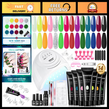 14 Colors Poly Nail Gel Kit with UV Lamp - DIY Nail Extension Art Starter Set