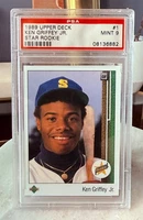 KEN GRIFFEY JR. 1989 UPPER DECK STAR ROOKIE RC #1 MARINERS PSA 9