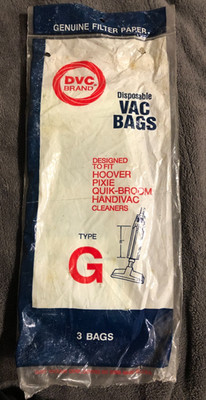 New DVC 3 Disposable Type G Vacuum Cleaner Bags Hoover Pixie Quik Broom Handivac