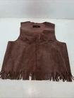 New Women’s Western Express Brown Leather Fringe Vest Large WW-30