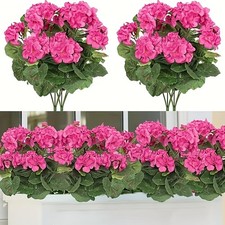 4Pcs Artificial Pink Geranium Flowers Fake Pl...
