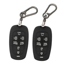 2 Pack for Hyundai Key Fob Cover with Keychain, 7 Buttons Silicone Rubber Key
