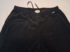 St John Sports Womens Size S Black Velour Pants Elastic Waistband Wide Legs