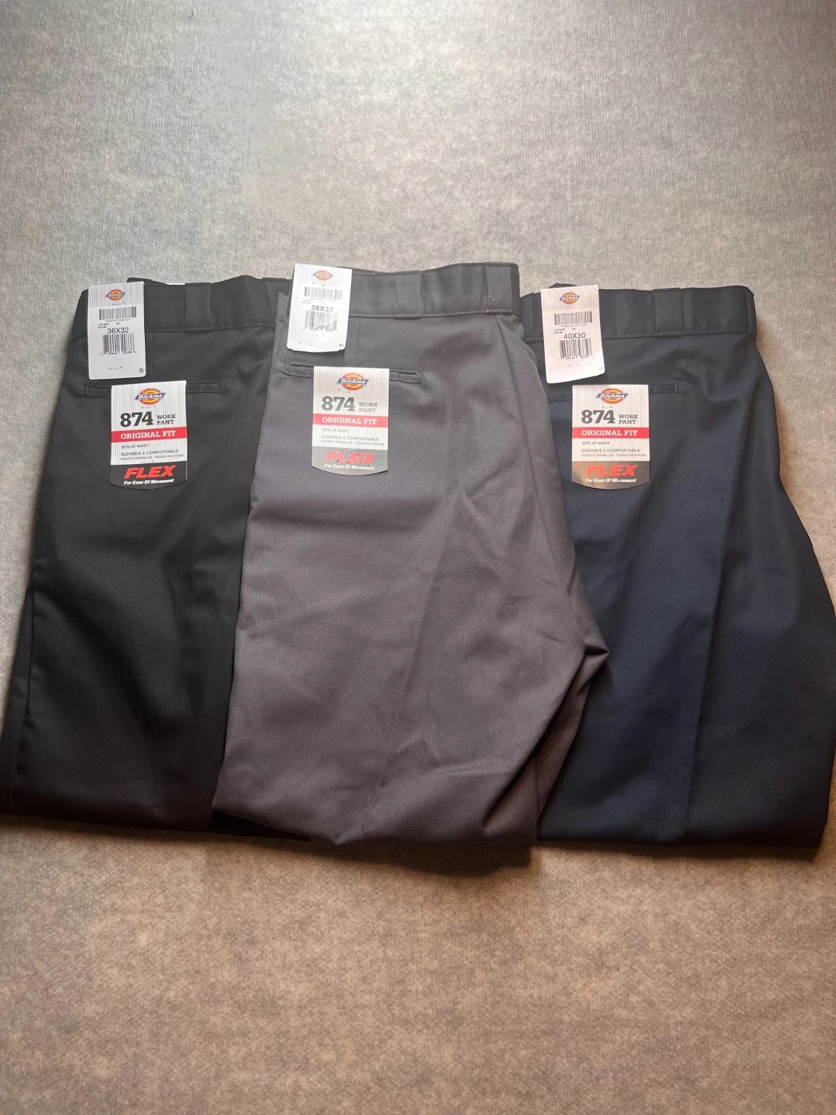 Dickies Men's 874 Original Fit Flex Work Pants - Gravel Gray - Black - Dark Navy