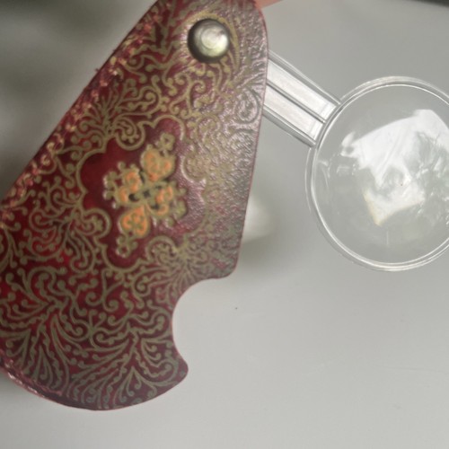 Vintage  Pocket Magnifying Glass Folding West Germany maroon Floral READ