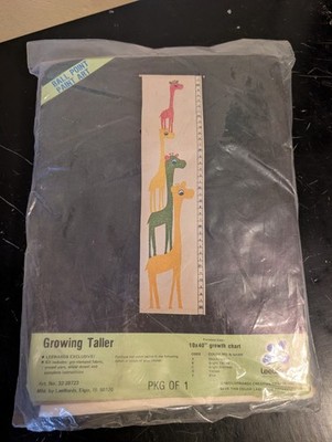 Vtg 1975 Lee Wards 10''x40'' Giraffes Fabric Growth Chart for Ball Point Paints