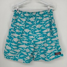 Vineyard Vines Swim Trunks Mens Large Blue Mesh Lined Shark Fish Print Beach