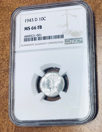 1943-D Mercury Dime 10C NGC MS66FB - Full Bands.