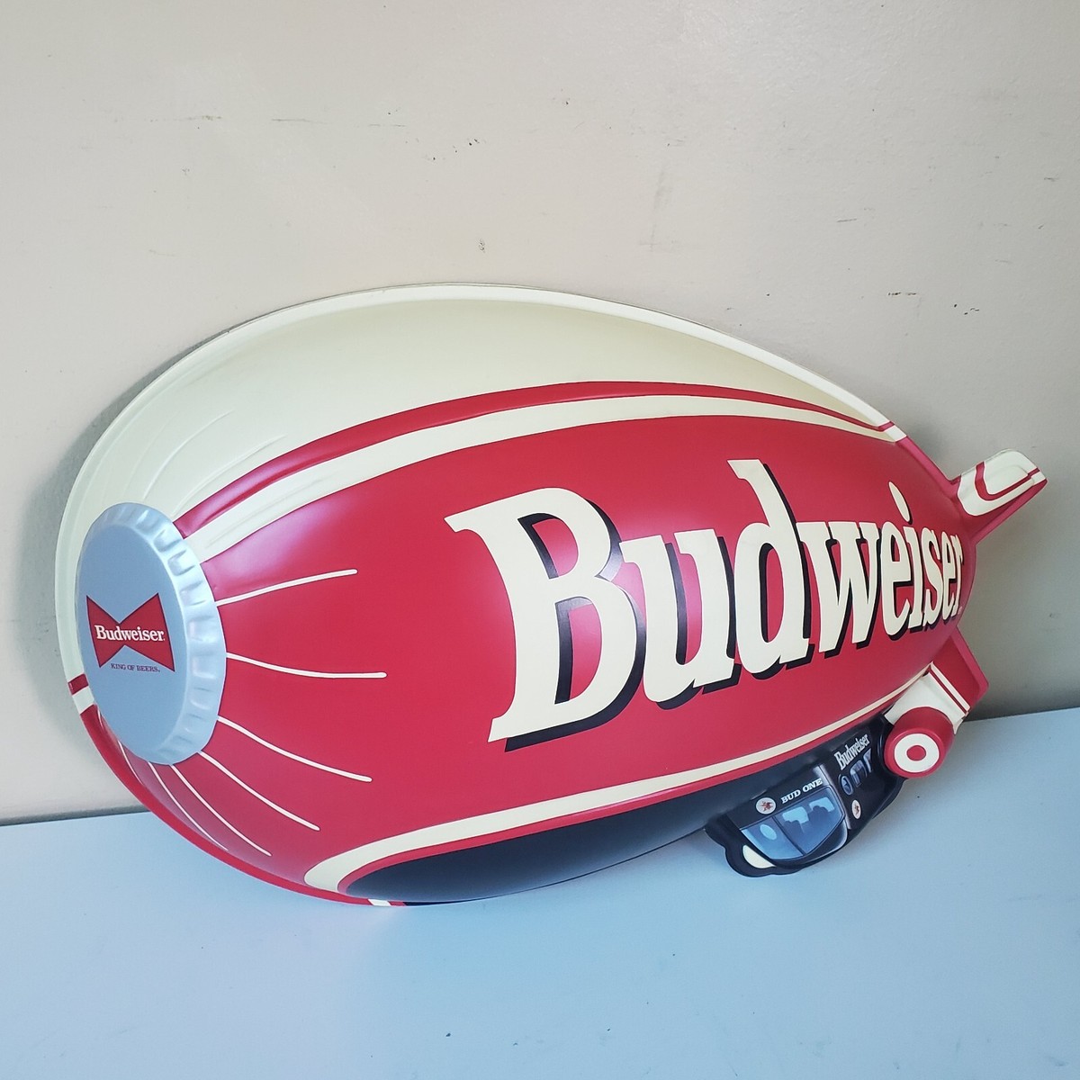 Budweiser Beer Blimp Hot Air Balloon Airship Sign Tin Plastic Rare