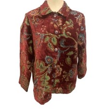 Medium Coldwater Creek Women's Vintage 1990s Brocade Button Up Jacket USA