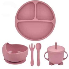 4/5Pcs Baby Divided Plate Feeding Bowl Spoon Toddlers Training Tableware Set