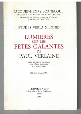 VERLAININES ETUDES - LUMIERES SUR LES FETES GALANTES DE PAUL VERLAINE (1969)