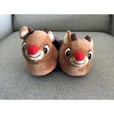 Rudolph The Red Nose Reindeer Slippers Bedroom Shoes Baby Infant Size 2 3D Plush
