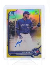 LUIS MEZA 2022 BOWMAN CHROME 1ST AUTOGRAPH YELLOW AUTO 75/75