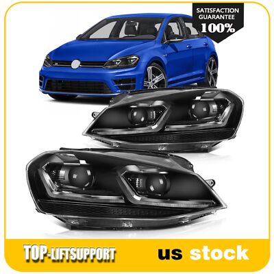 Pair Full LED DRL Headlights For 2015-2017 Volkswagen Golf MK7 Sequentia Lamps