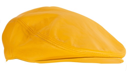 Uomo Giallo Cappello Piatto Pelle Peaky Blinders Basco Strillone Golf  Cabbie | eBay