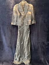David  s Bridal 2 Pc Women  s Silver Dress W/ Transparent Sequin Jacket - Size 10