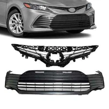 For 2021-2024 Toyota Camry LE XLE Front Bumper Upper Lower Grille Assembly Set