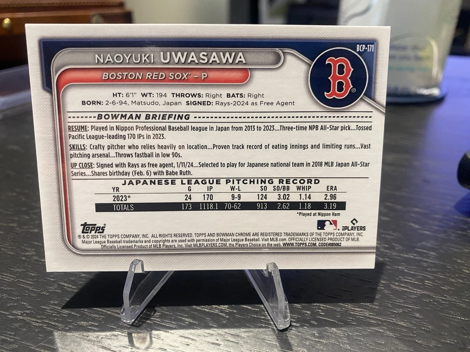 2024 Bowman Chrome 1st Black Shimmer Refractor /10 SSP #BCP-171 Noayuki Uwasawa - Image 3 of 3