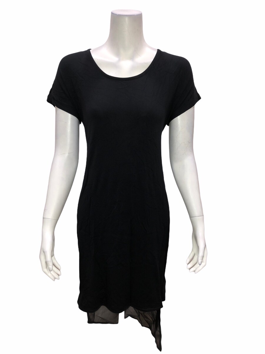 H by Halston Women's Layered T-Shirt Dress with Cross Back Black Medium  Size | eBay