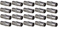 20 x Screw on F Socket Female to TV Aerial Male Coax Plug Adaptor / Connector